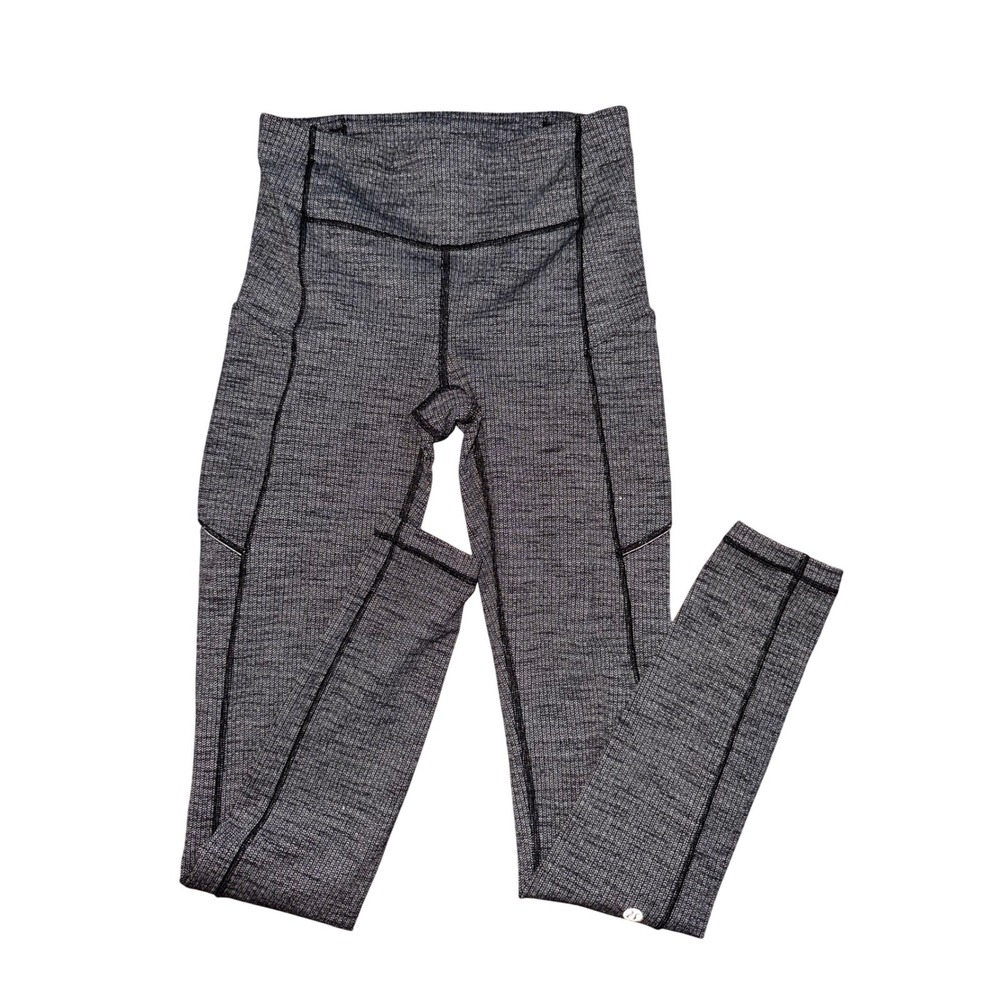 Lululemon Speed Up Tight 28" Size 4 Gray Black Pocket Leggings - Picture 2 of 7